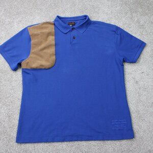 Barbour Shooting Polo Shirt Men XL Blue Padded 100% Cotton Short Sleeve Pullover
